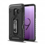 Wholesale Samsung Galaxy S9 Rugged Kickstand Armor Case with Card Slot (Black)